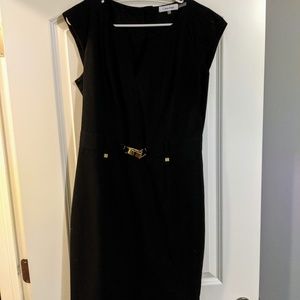 Black Calvin Klein Sheath Dress with gold zipper
